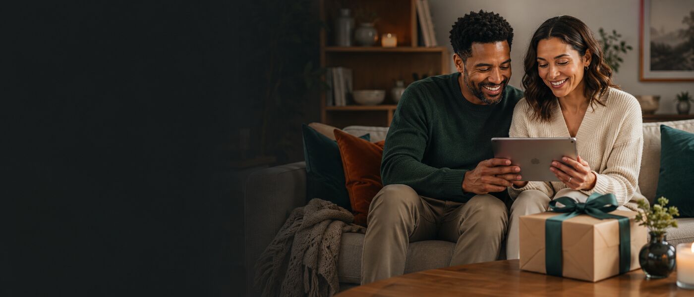 Couple reviewing their gift registry together