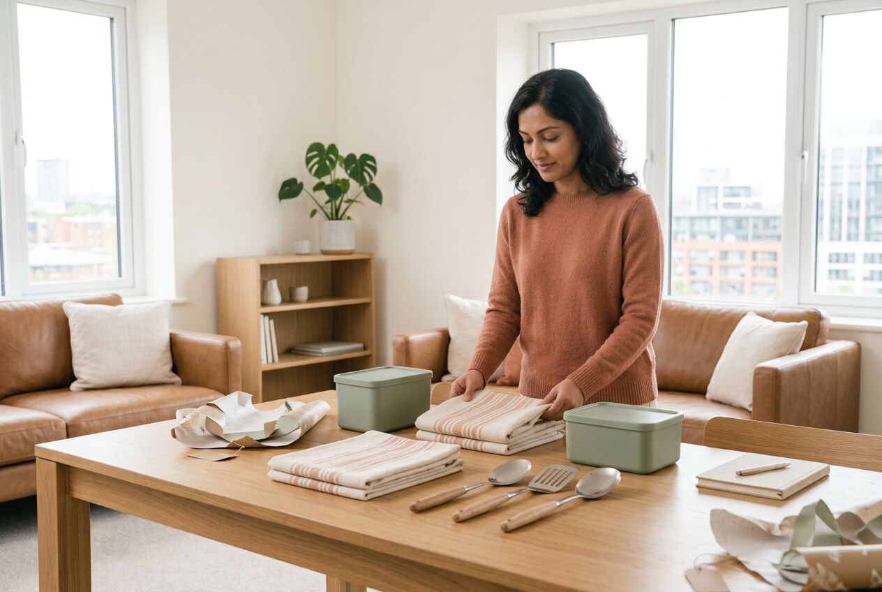 Sorting duplicate household gifts before deciding what to keep or exchange